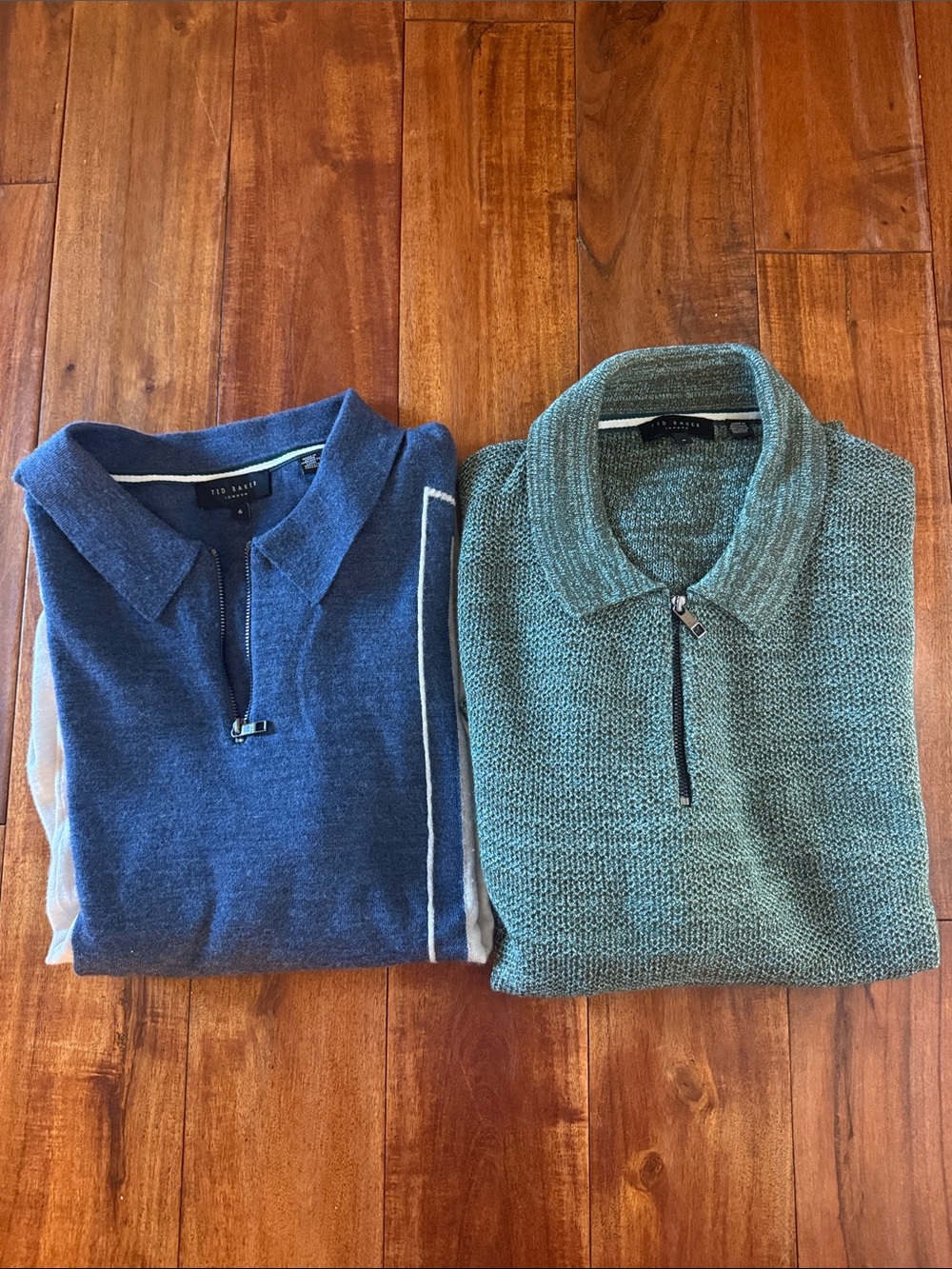 Ted Baker Men's Blue and Green 1/4 Zip Polo Duo bundle both size 6 men’s (xl)